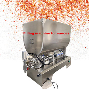 Semi Automatic Piston Filling Machine Paste Ketchup Mayonnaise With Mixer Hopper